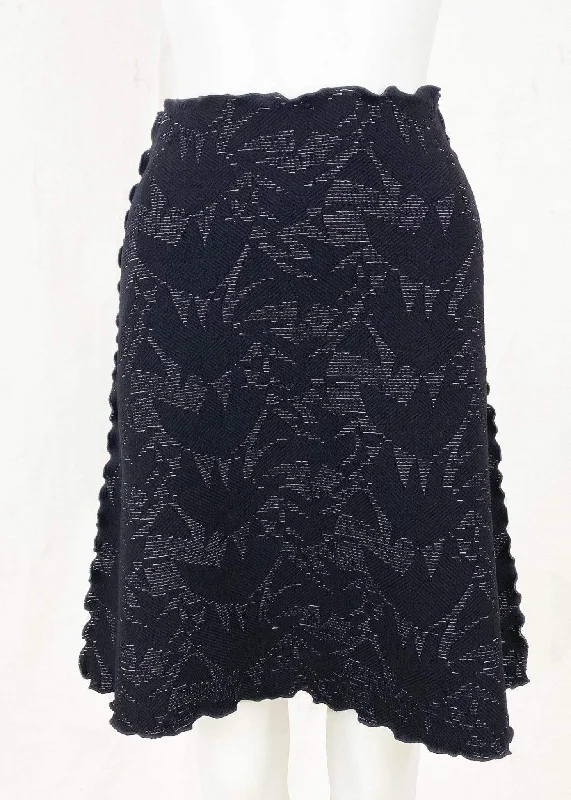 women's silk skirtsBlack Galera Jacquard Knit Bias Skirt