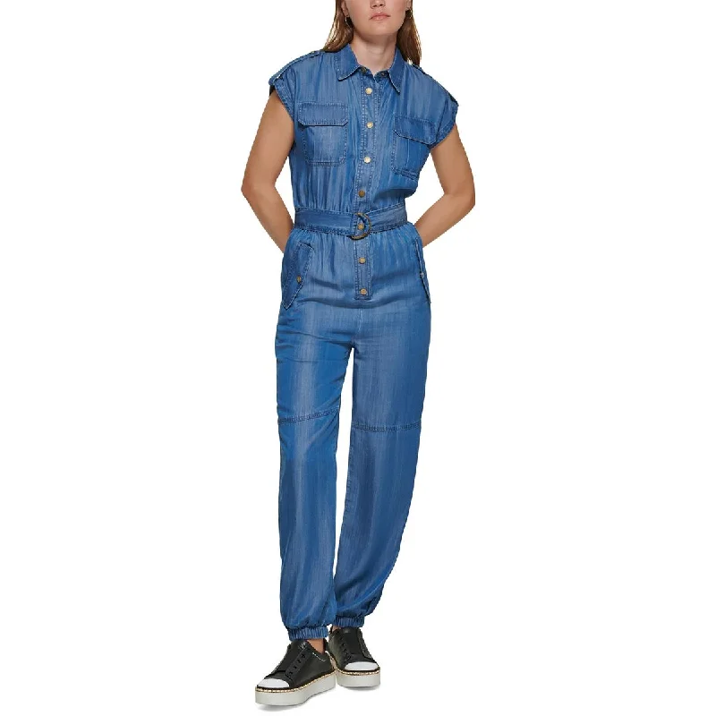 women's dressy jumpsuitsKarl Lagerfeld Paris Womens Chambray Dolman Jumpsuit