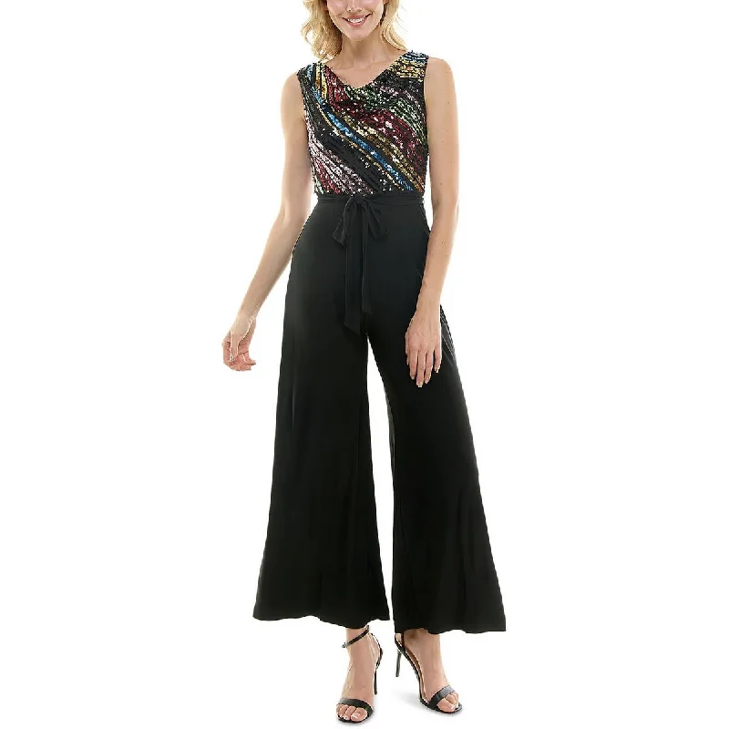 women's ankle-length jumpsuitsMaison Tara Womens Sequined Wide Leg Jumpsuit