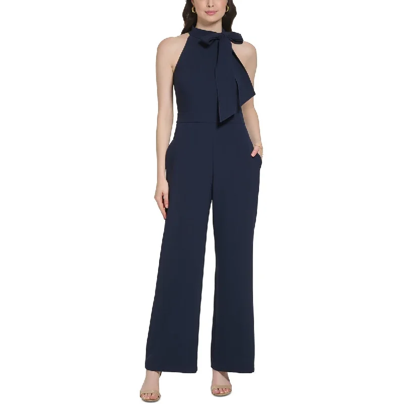 women's jumpsuits for formal eventsVince Camuto Womens Petites Wide Legs Tie-Neck Jumpsuit