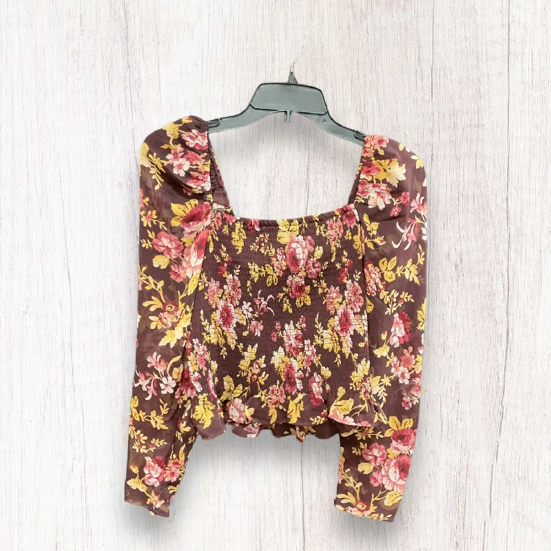 elegant women's long sleeve topsTop Long Sleeve By Express In Floral Print, Size: M