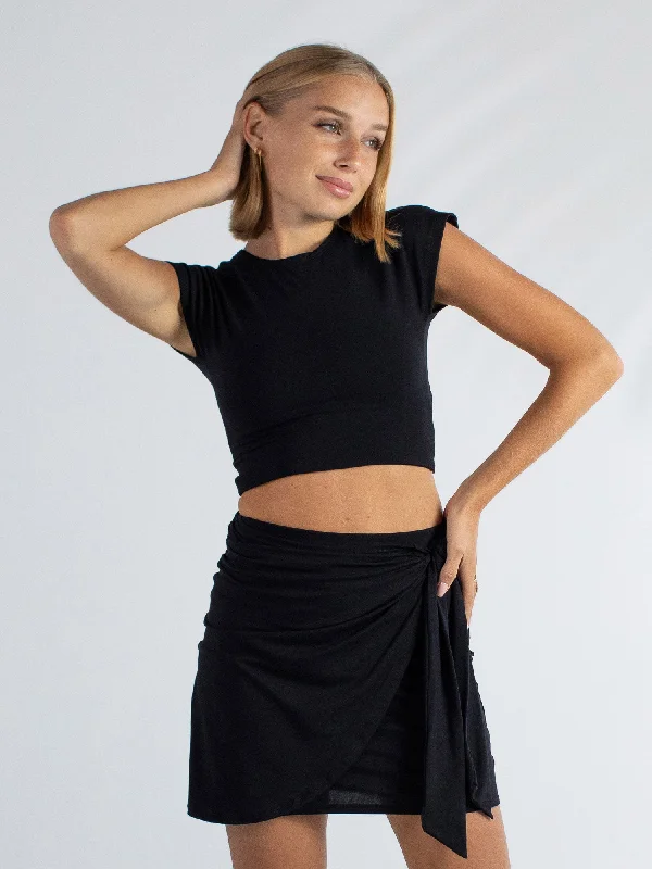 women's sustainable striped skirtsHelena Mini Skirt - Black Onyx