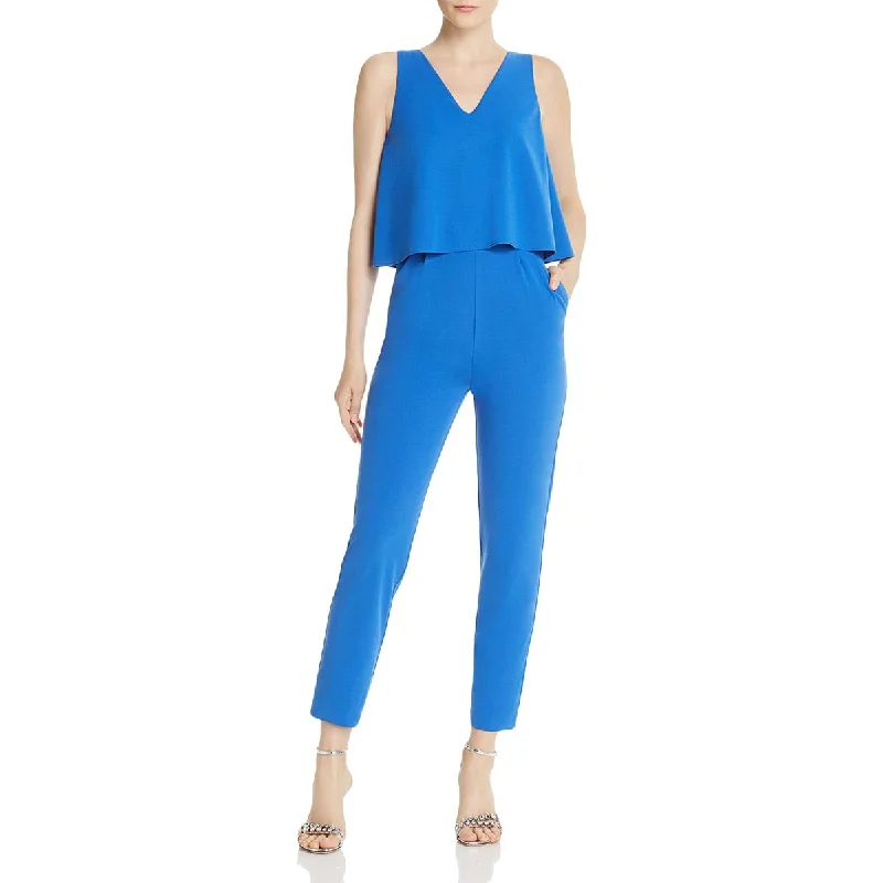 women's jumpsuits for effortless eleganceAqua Womens Cora Popover Straight Leg Jumpsuit