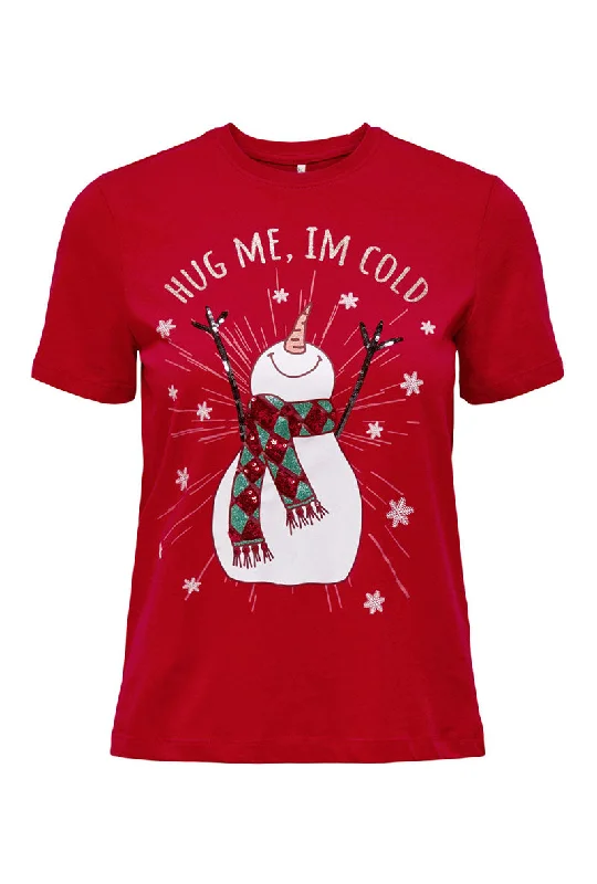 women's tops for casual FridaysONLY SNOWMAN XMAS TOP