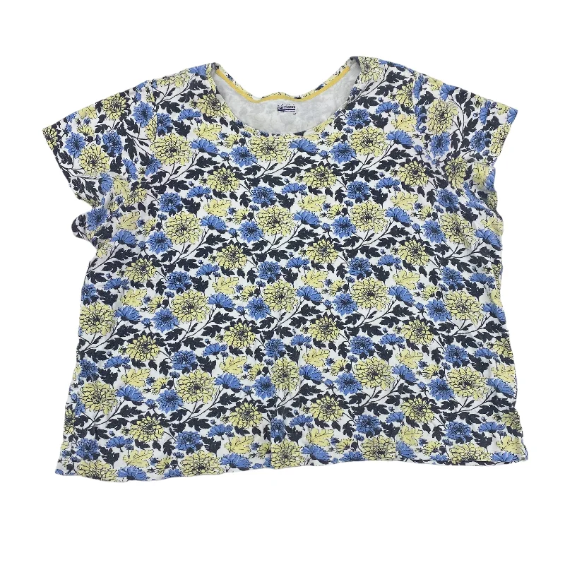 women's T-shirts with short torso lengthsFLORAL PRINT BASIC EDITIONS TOP SS, Size 4X