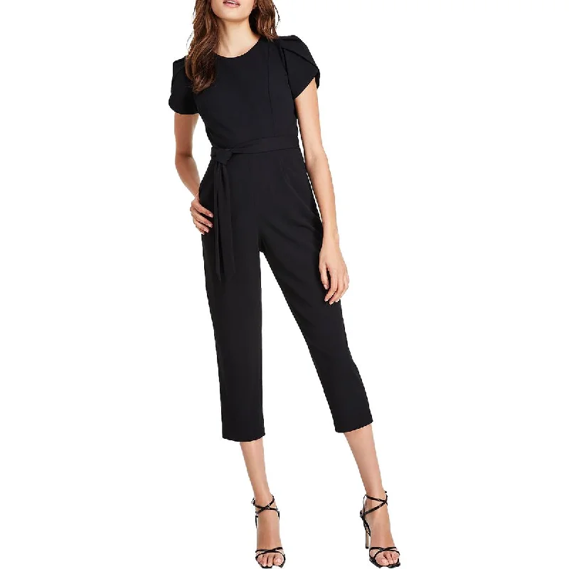 women's jumpsuits with buttonsCalvin Klein Womens Plus Cropped Tulip Sleeve Jumpsuit