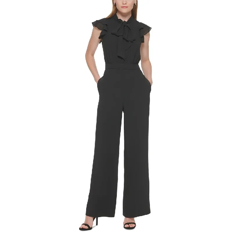 women's jumpsuits for fallVince Camuto Womens Chiffon Ruffled Sleeves Jumpsuit