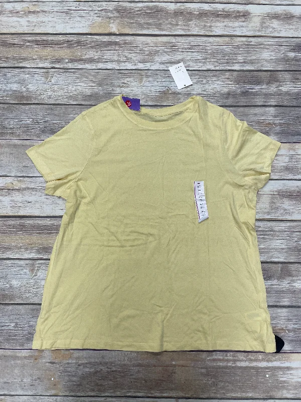 women's T-shirts with pocket accentsYellow Top Short Sleeve A New Day, Size Xxl