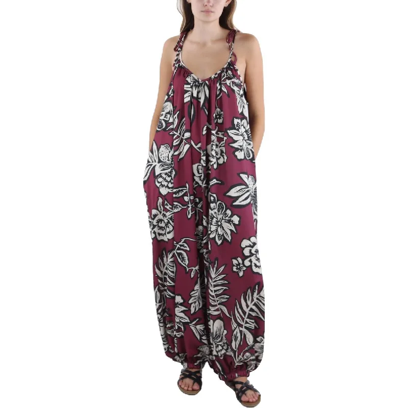 women's jumpsuits with belt loopsCQ by CQ Womens Floral Scoop Neck Jumpsuit