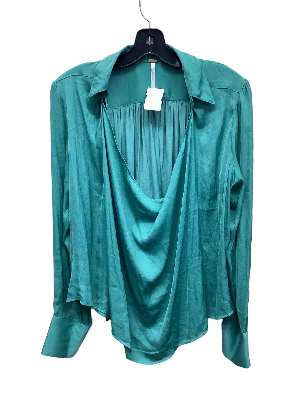 women's long sleeve tops with relaxed fitsTop Long Sleeve By Free People In Green, Size: S