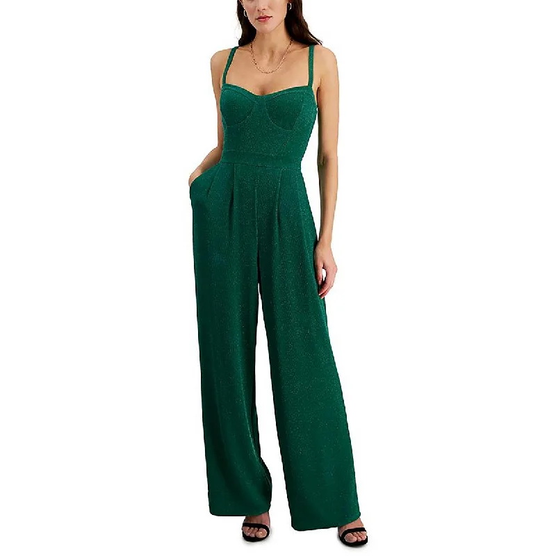 women's jumpsuits for gym sessionsRachel Rachel Roy Womens Metallic Corset Seamed Jumpsuit