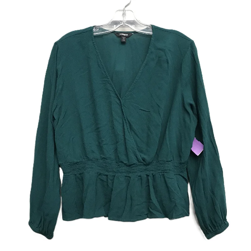 women's long sleeve tops with loose fitsTop Long Sleeve By Express In Green, Size: L