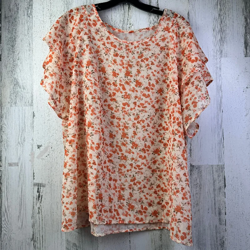 women's T-shirts for runningOrange Top Short Sleeve Shein, Size 4x