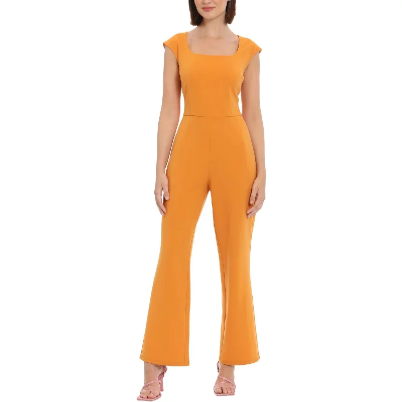 women's jumpsuits with neon colorsDonna Morgan Womens Square Neck Flare Leg Jumpsuit