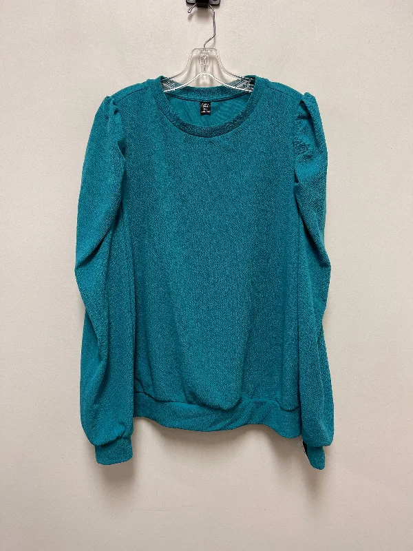 women's long sleeve tops with thermal liningTop Long Sleeve By Shein In Blue, Size: 1x