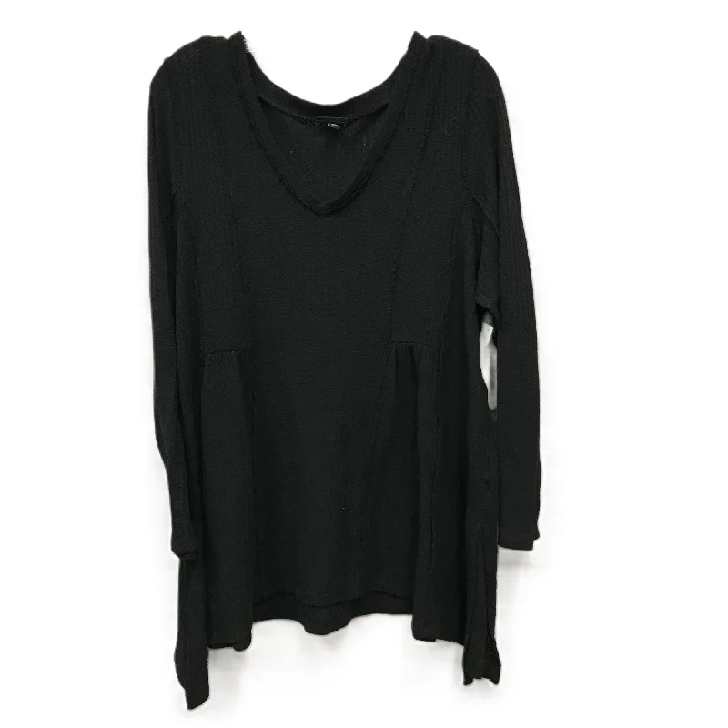 women's long sleeve tops with body-hugging silhouettesTop Long Sleeve By Torrid In Black, Size: 2x