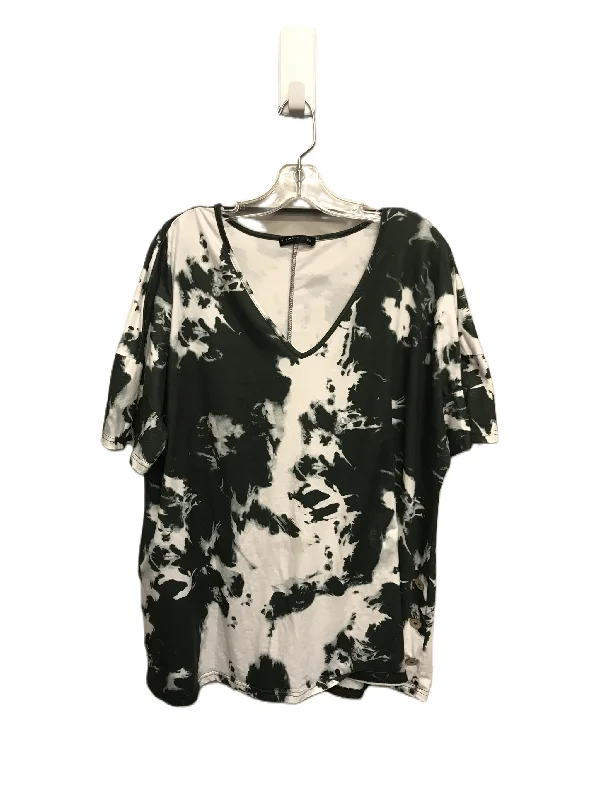 women's T-shirts for winterTie Dye Print Top Short Sleeve By Shein, Size: 1x