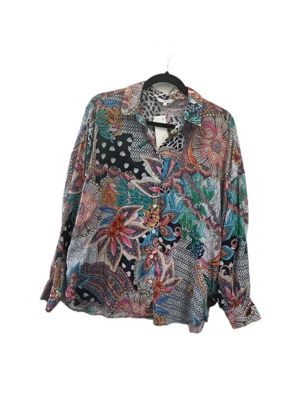 women's long sleeve tops with vintage stylesTop Long Sleeve Designer By Desigual In Multi-colored, Size: L