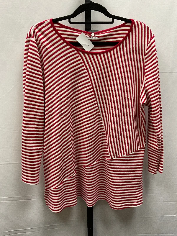 women's long sleeve tops for special occasionsTop Long Sleeve By Kim Rogers In Red & White, Size: L