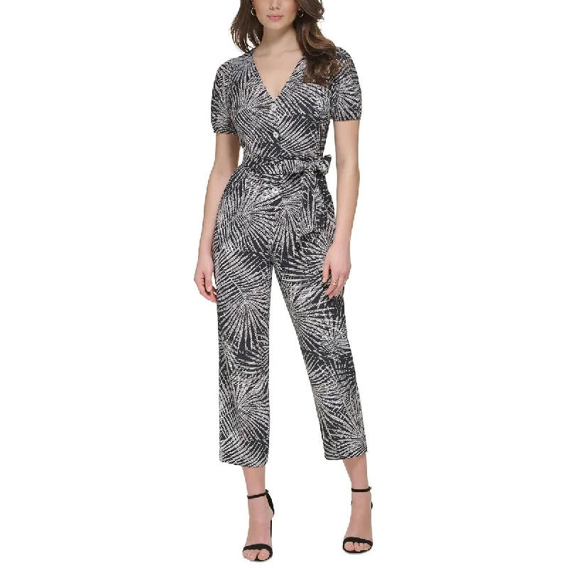 women's jumpsuits for machine-washable fabricsKensie Womens Printed Wide Leg Jumpsuit