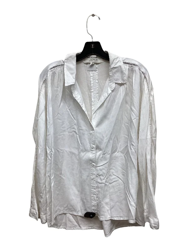 women's long sleeve tops with sustainable fabricTop Long Sleeve By Cloth & Stone In White, Size: L