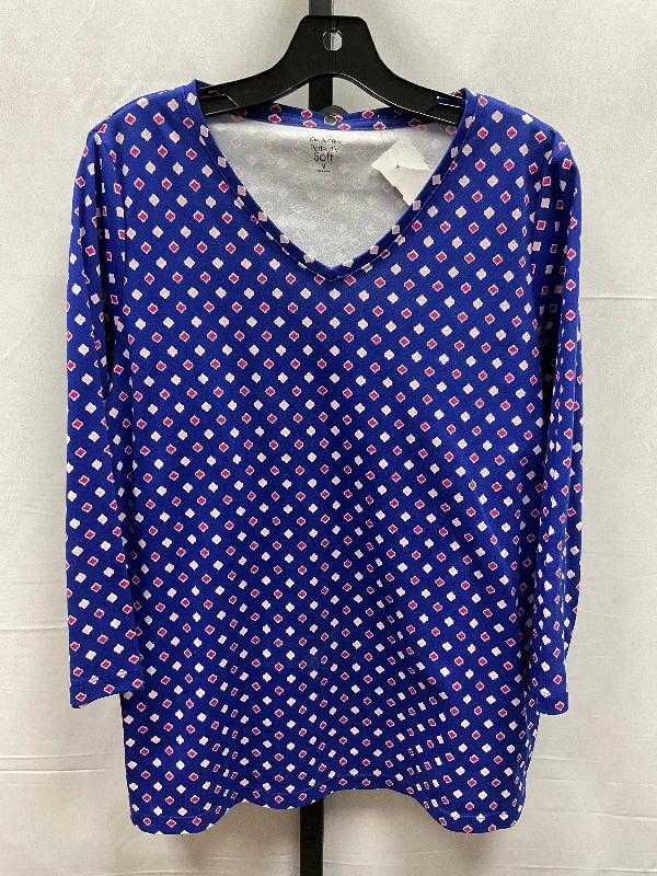 women's long sleeve tops made of cottonTop Long Sleeve By Kim Rogers In Blue & Pink, Size: M