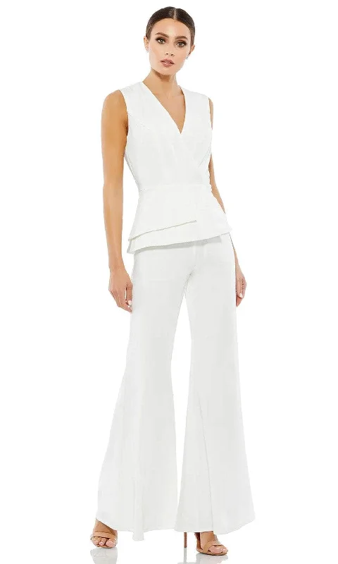 women's jumpsuits with metallic finishesMac Duggal 26602 - Sleeveless Jumpsuit