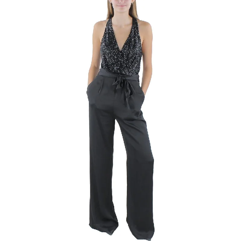 women's jumpsuits with halter necksRamy Brook Womens Rebekah Silk Tie Front Jumpsuit