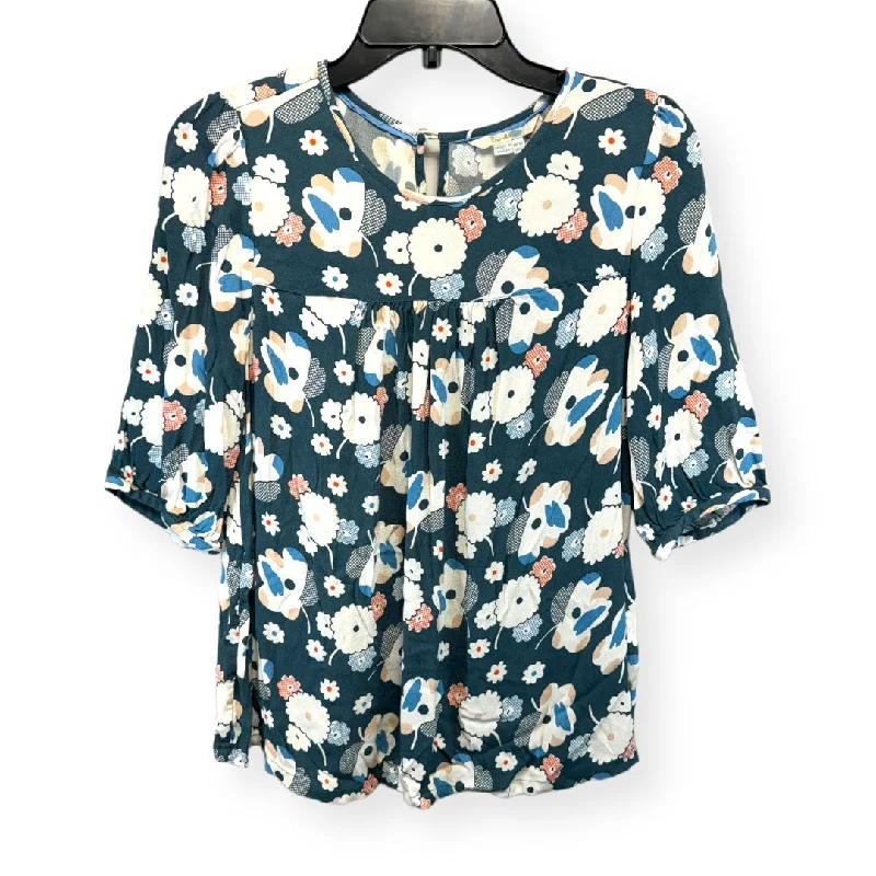 women's T-shirts with zippered closuresFloral Print Top Short Sleeve Boden, Size 6