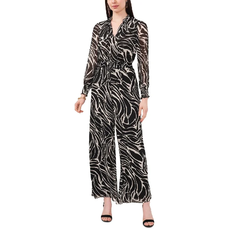 women's cozy jumpsuitsMSK Womens V Neck Animal Print Jumpsuit