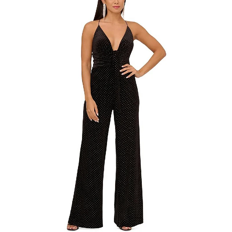 women's jumpsuits for runningAidan by Aidan Mattox Womens Velvet Metallic Jumpsuit