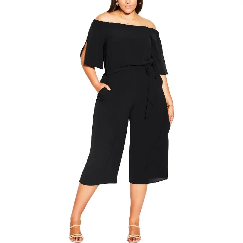 women's jumpsuits with long sleevesCity Chic Womens Plus Crop  Jumpsuit