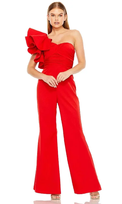 women's jumpsuits made of velvetMac Duggal 27460 - Ruffled Jumpsuit