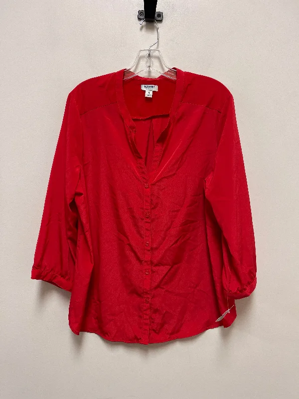 women's long sleeve tops with petite sizingTop Long Sleeve By Old Navy In Red, Size: Xl