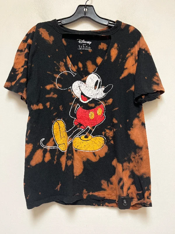 women's T-shirts with animal printsTie Dye Print Top Short Sleeve Basic Walt Disney, Size S