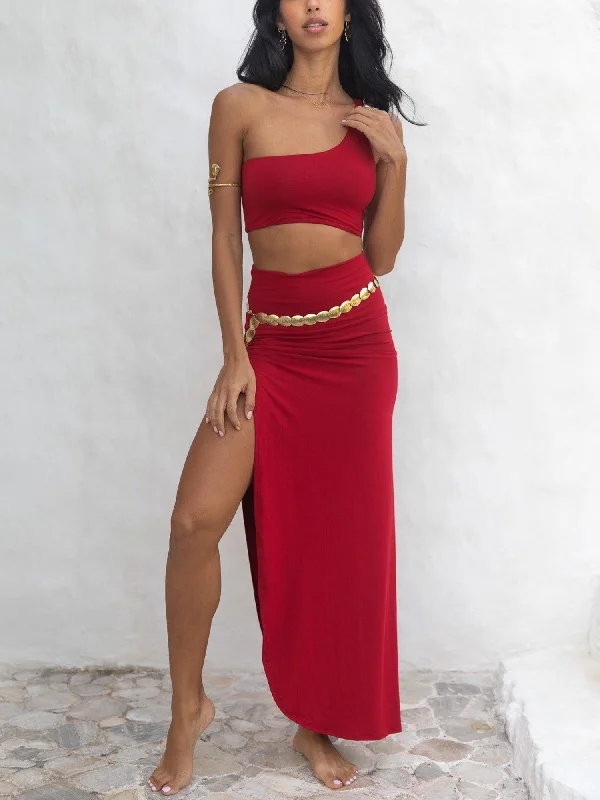 women's high-slit skirtsNefertiti Skirt - Crimson Red