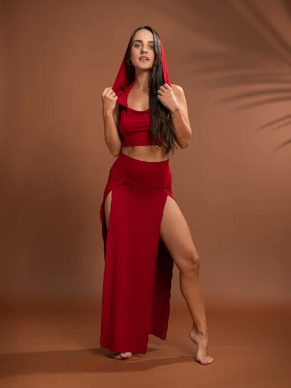 women's breathable cocktail skirtsPriestess Hood Top - Crimson Red