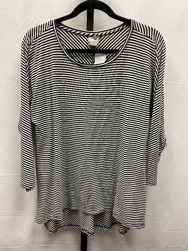 women's long sleeve tops with unique designsTop Long Sleeve By Chicos In Striped Pattern, Size: M