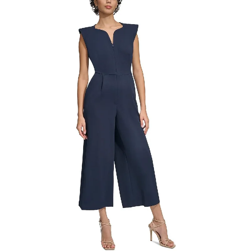 women's wide-leg jumpsuitsCalvin Klein Womens Cropped Wide Leg Jumpsuit