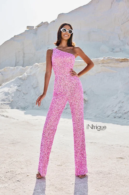 women's jumpsuits made of satinBlush by Alexia Designs 91016 - One Shoulder Sequin Jumpsuit