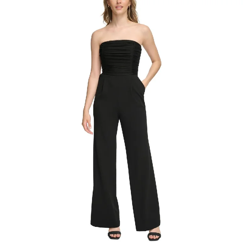 women's loose-fit jumpsuitsCalvin Klein Womens Strapless Wide Leg Jumpsuit