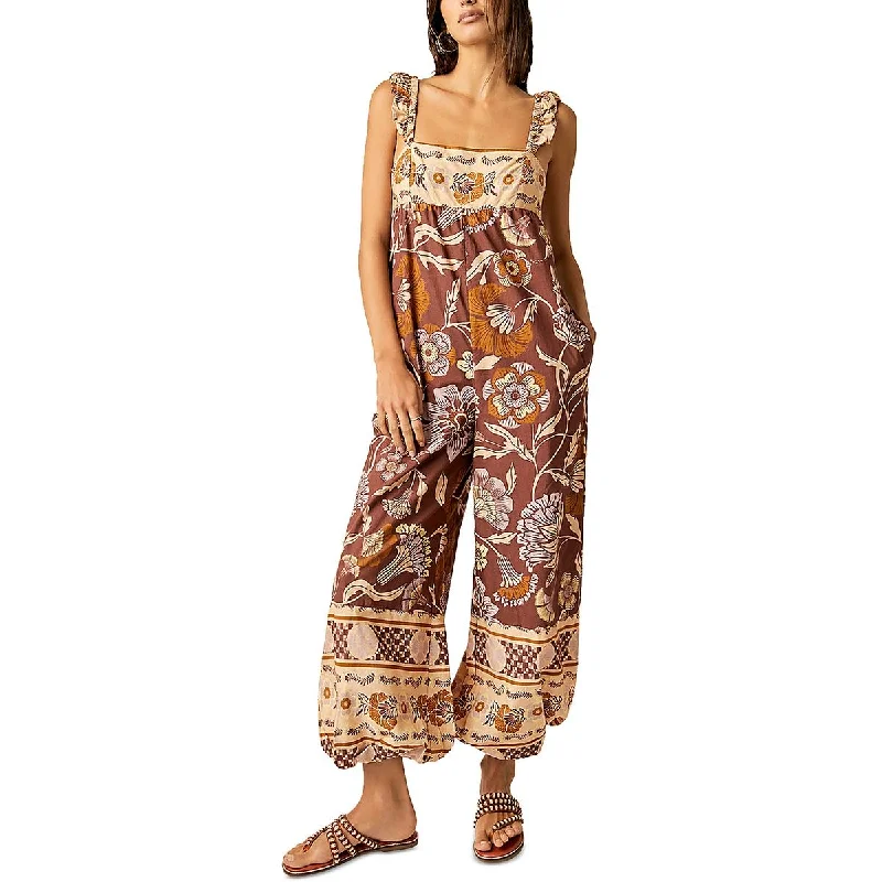 women's jumpsuits for gym sessionsFree People Womens Bali Albright Cotton Printed Jumpsuit