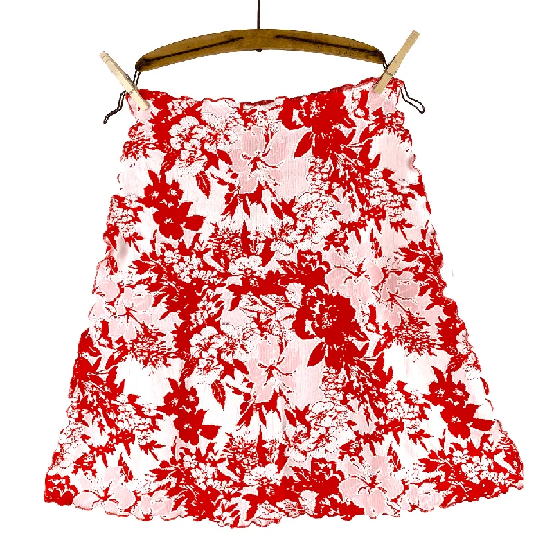 women's elastic waist skirtsJardim Vermillion Jacquard Knit Bias Skirt