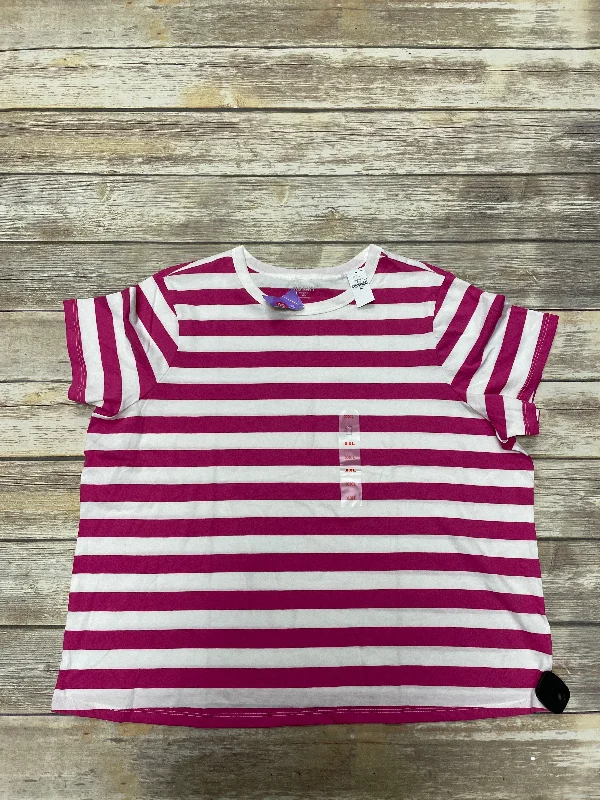 women's T-shirts with button-down frontsStriped Pattern Top Short Sleeve Old Navy, Size Xxl