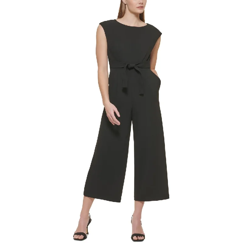 women's jumpsuits for winterCalvin Klein Womens Crepe Tie-Waist Jumpsuit