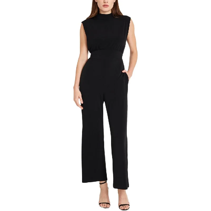 women's jumpsuits with metallic finishesDonna Morgan Womens Waist Tie Sleeveless Jumpsuit