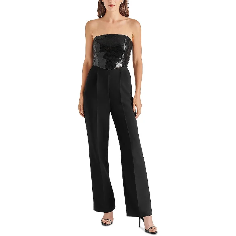 women's vintage jumpsuitsSteve Madden Womens Riki Sequin Strapless Jumpsuit