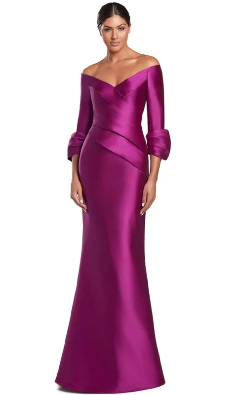 women's luxury dressesAlexander by Daymor 2060F24 - Quarter Sleeve V-Neck Evening Gown