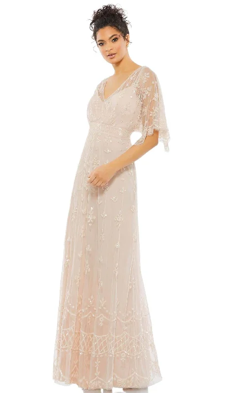 women's stretch dressesMac Duggal Evening - 9144D Bateau Elegant Beaded Gown