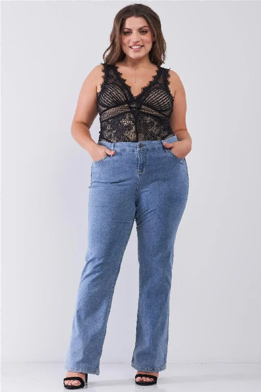 women's denim jeans for curvy womenPlus Size Low-Rise Wide-Leg Upsized Basic Dad Jeans